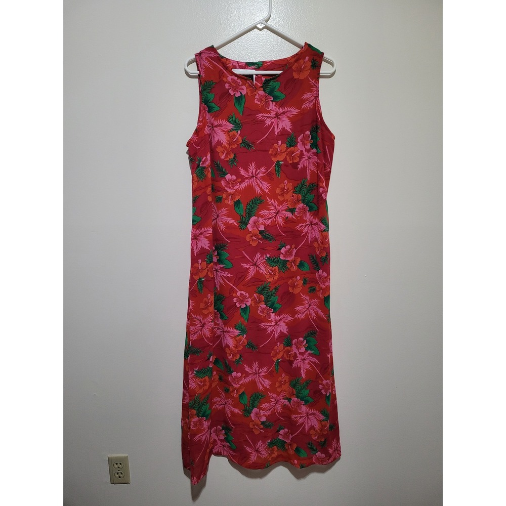 NWT Coco Bianco Maxi Dress Womens 16 Red Floral‎ Tropical Button Back Sleeveless